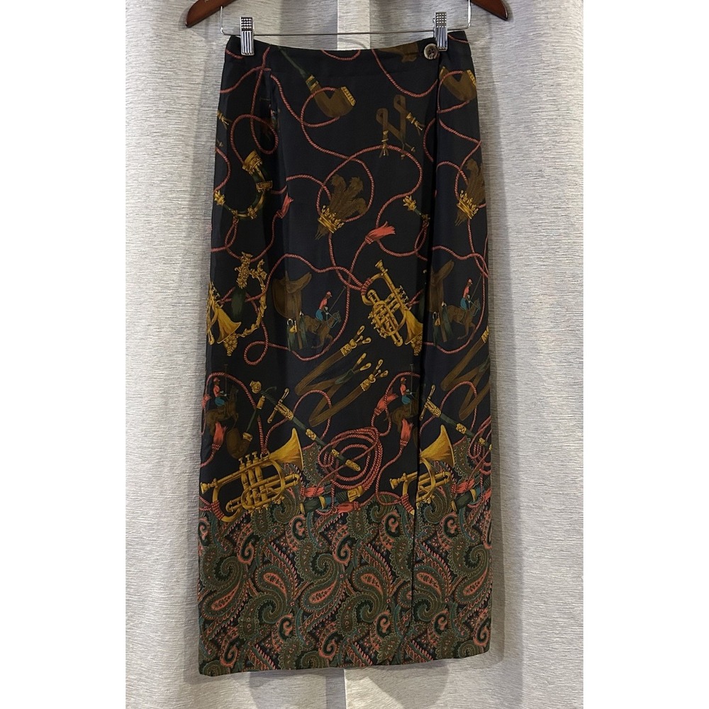 North Franklin Street - Women's Polo Horse Pipe‎ Horn Print Wrap Skirt Size 6
